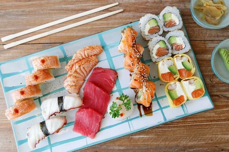 plate with sashimi