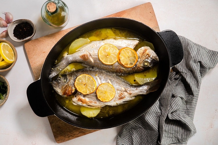 fresh fish from the oven