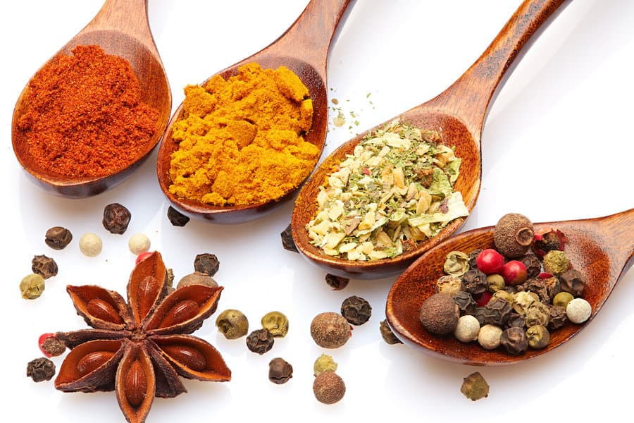 mediterranean spices in spoons